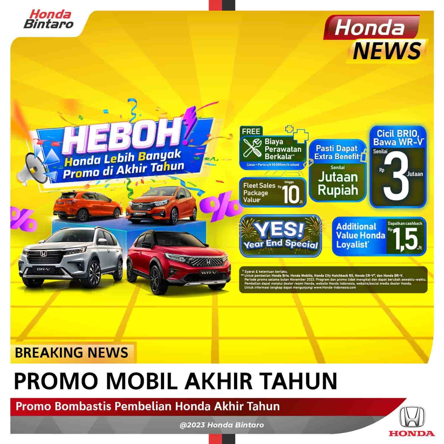 Promo Bombastis Pembelian Mobil Honda Akhir Tahun