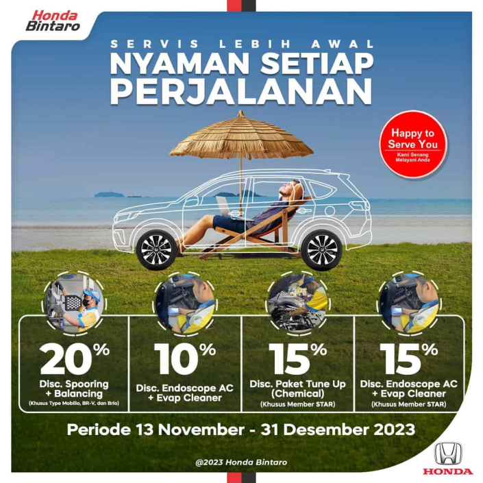 Promo Service Mobil Honda November - Desember 2023