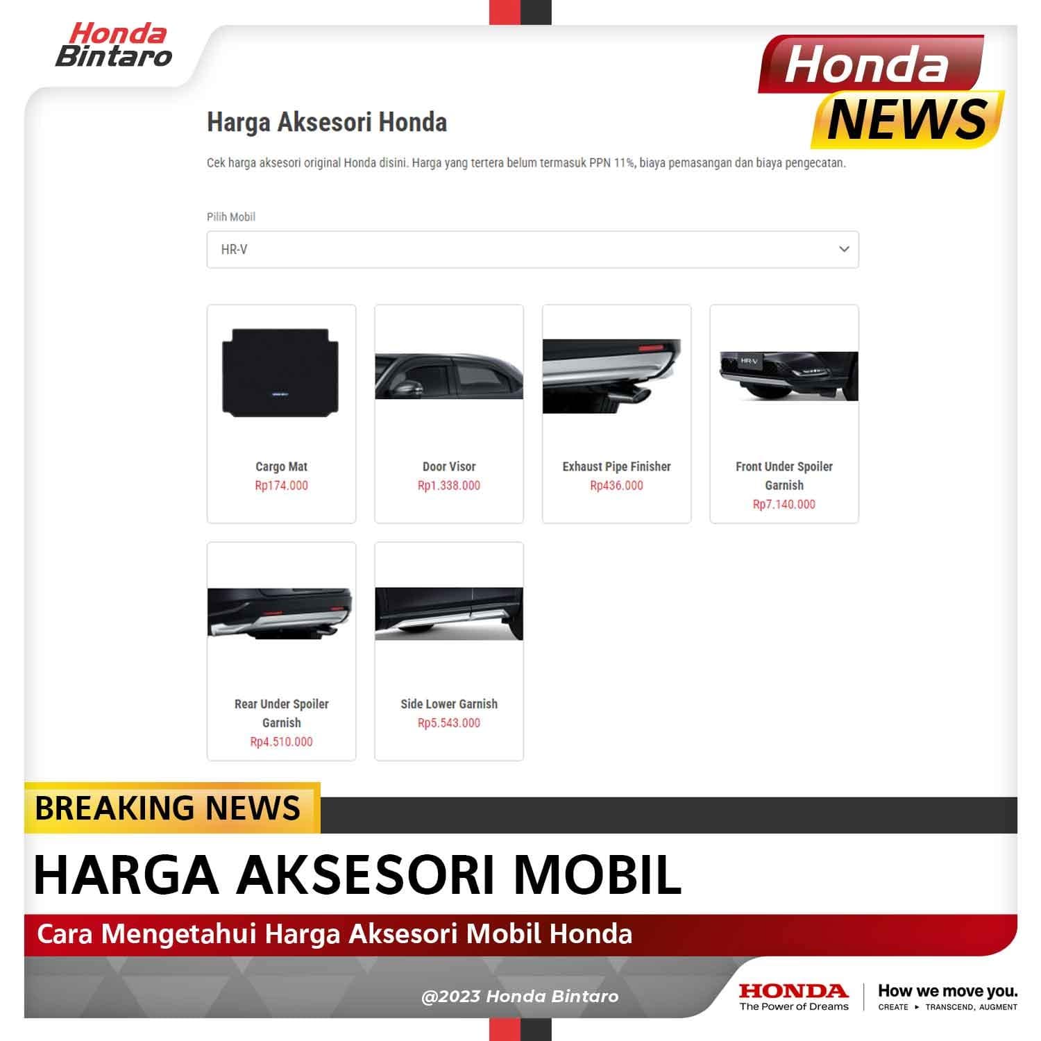 Cara Mengetahui Harga Aksesori Mobil Honda