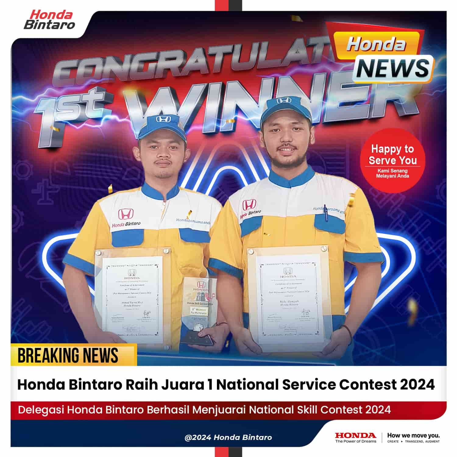 Honda Bintaro Raih Juara 1 National Skill Contest 2024 Honda Bintaro