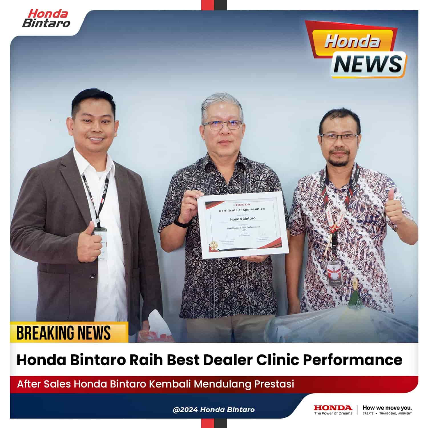 Honda Bintaro Raih Best Dealer Clinic Performance