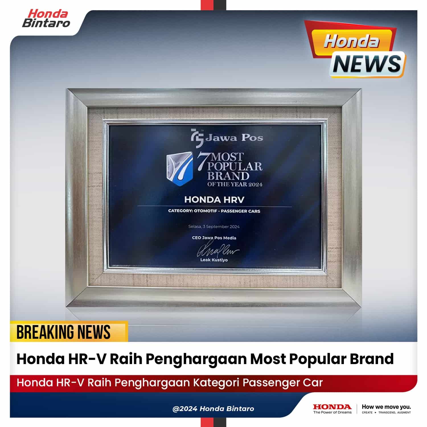 Honda HR-V Raih Penghargaan Most Popular Brand Honda HR-V Raih Penghargaan Most Popular Brand