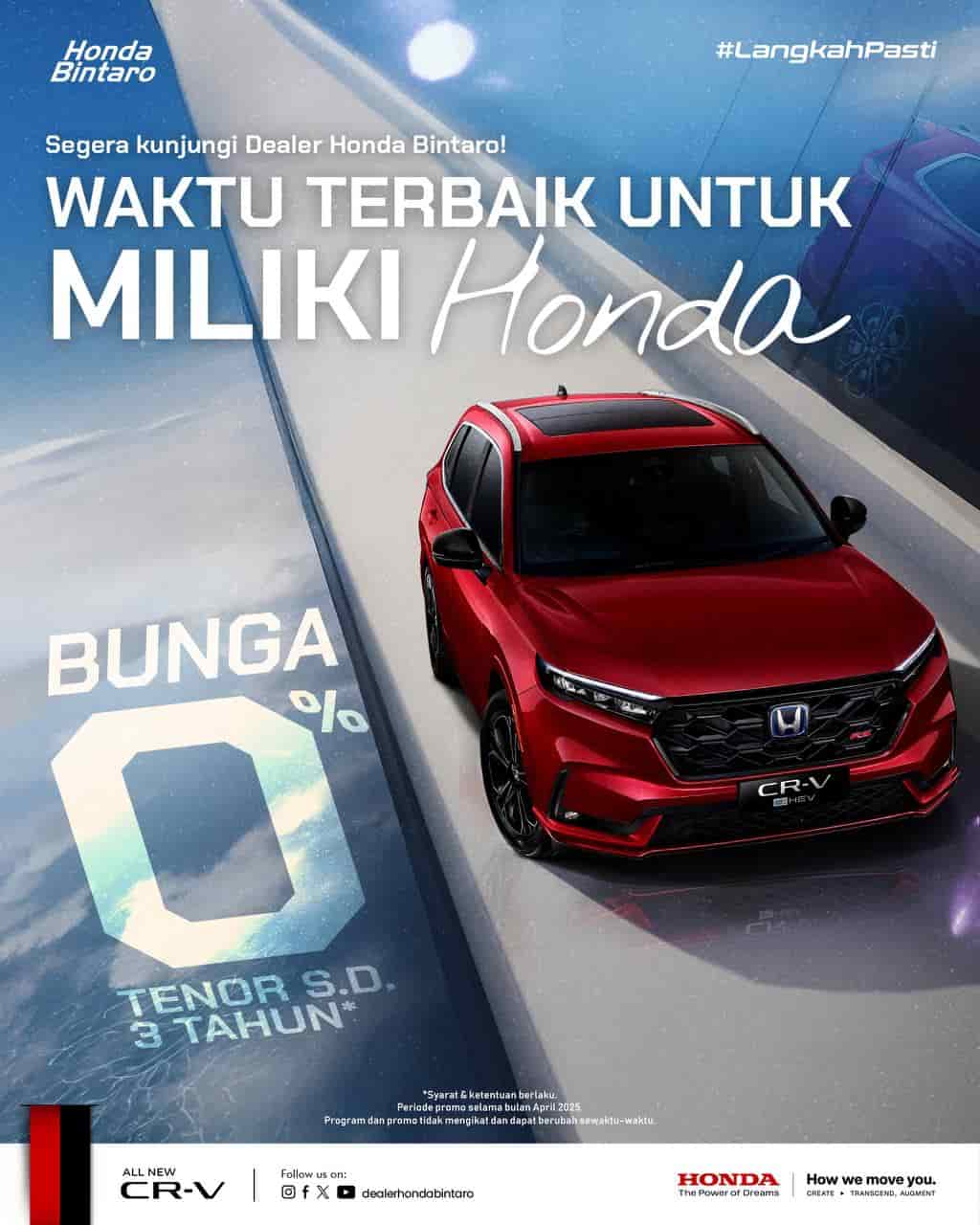 Promo Honda CR-V April 2025 Miliki All New Honda CR-V dengan Bunga 0%