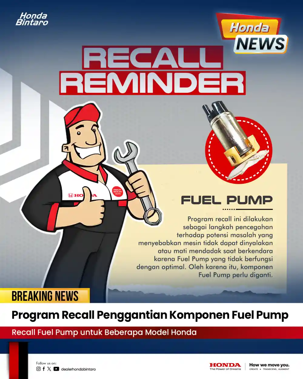 Program Recall Penggantian Komponen Fuel Pump Honda Bintaro
