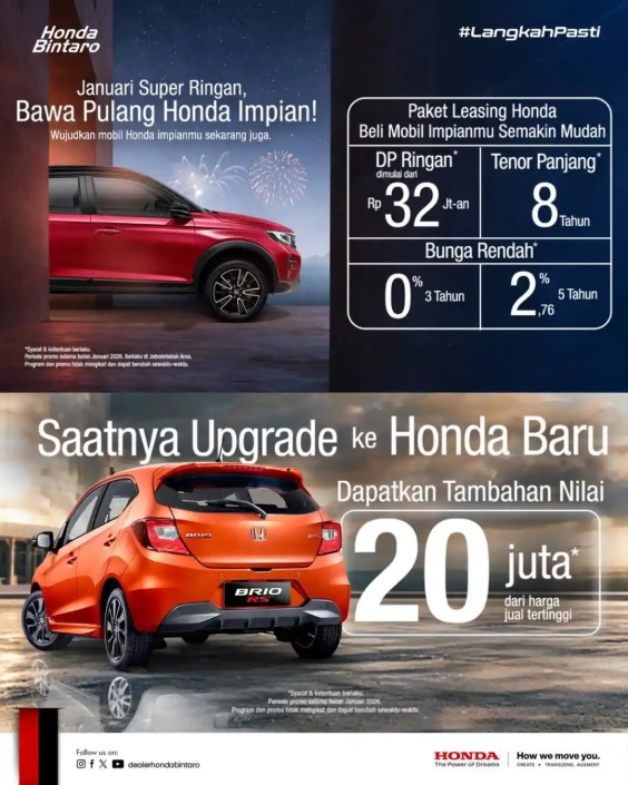 Beli Mobil Baru Makin Untung - Promo Honda Januari 2026