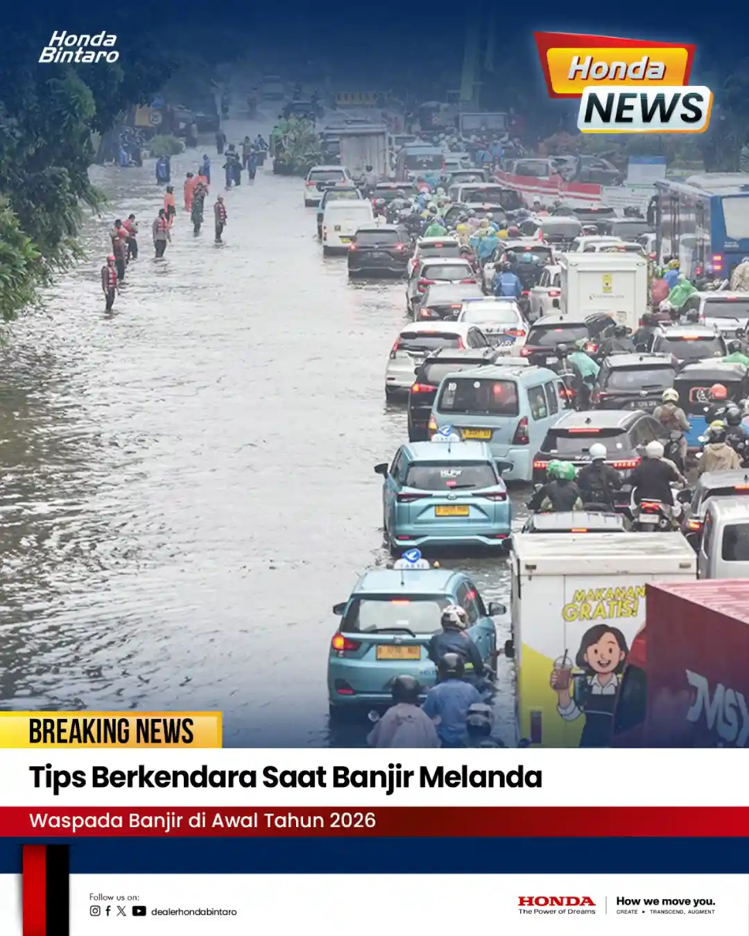 Tips Berkendara Saat Banjir Melanda