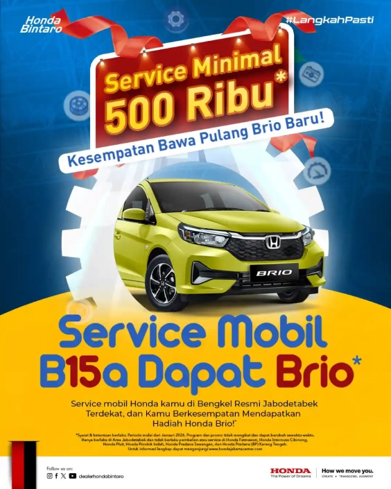 Promo Service Terbaru - Service Minimal 500 Ribu Bisa Dapat Brio Baru!