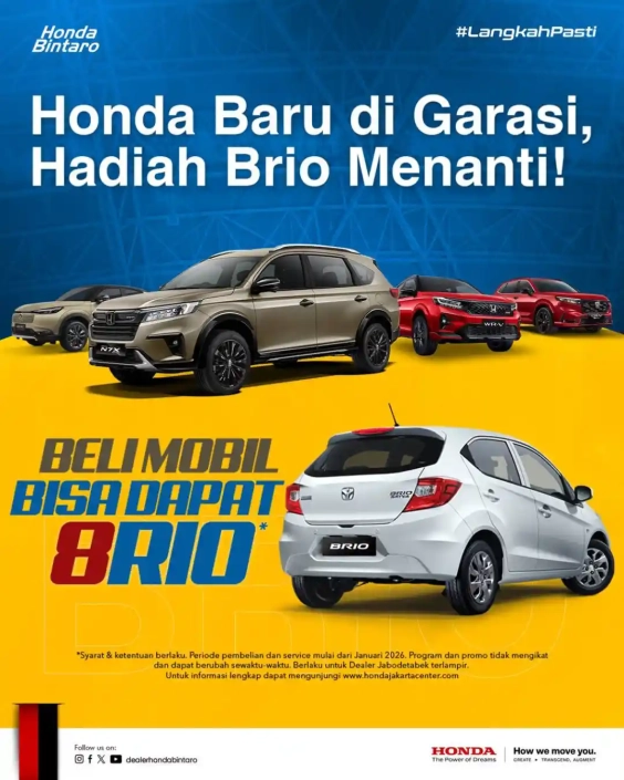 Promo Honda April 2026: Honda Baru di Garasi, Hadiah Brio Menanti!