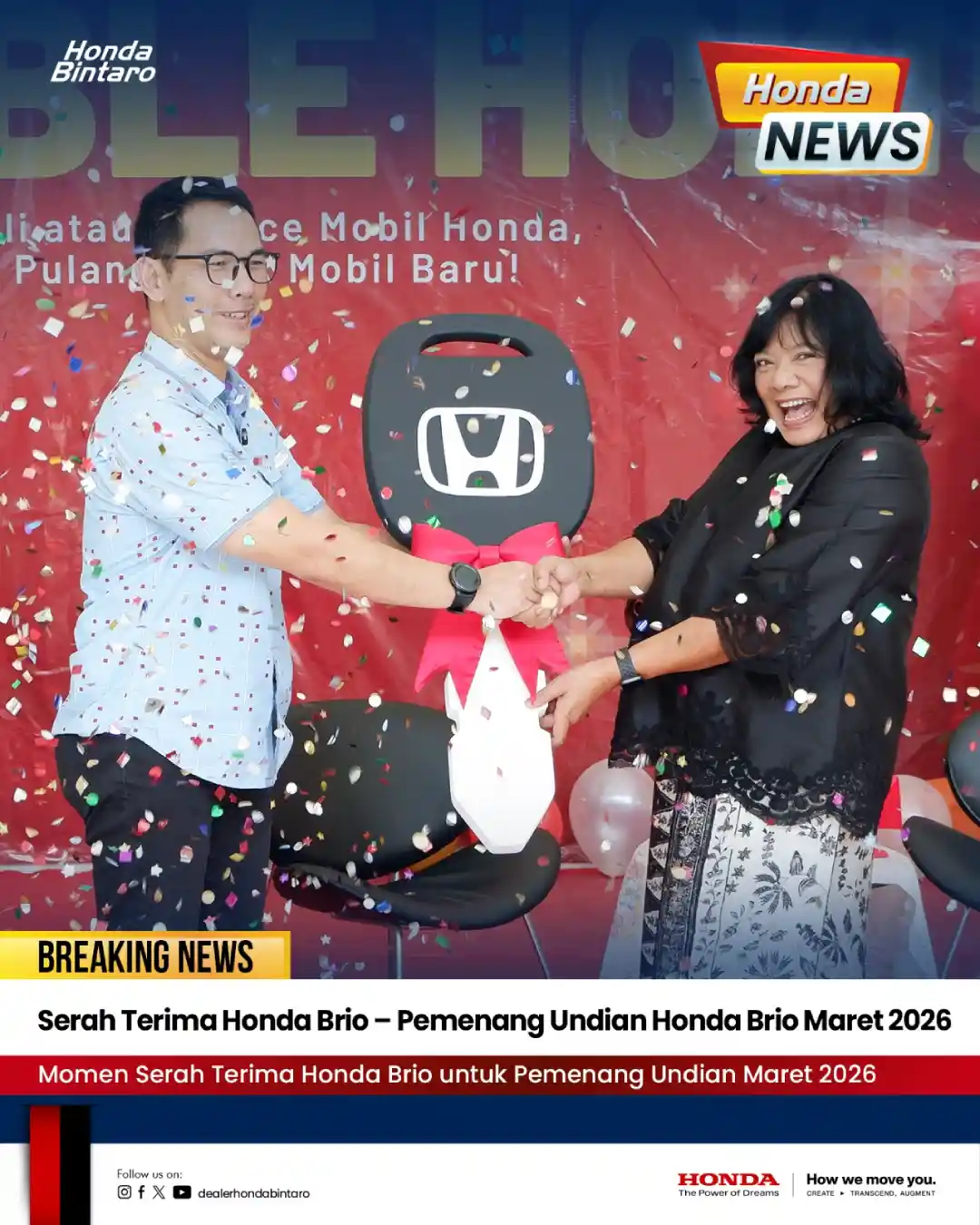 Serah Terima Honda Brio – Pemenang Undian Honda Brio Maret 2026