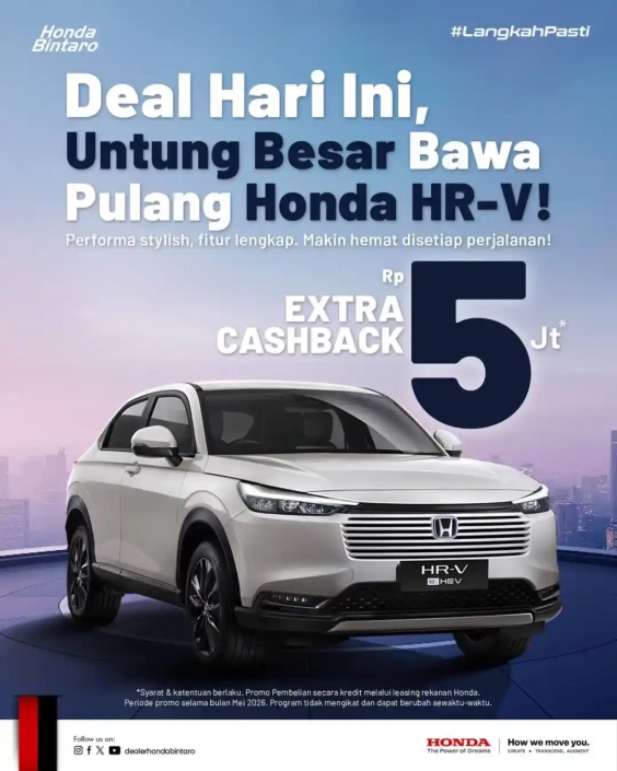 Deal Hari Ini, Untung Besar Bawa Pulang Honda HR-V!