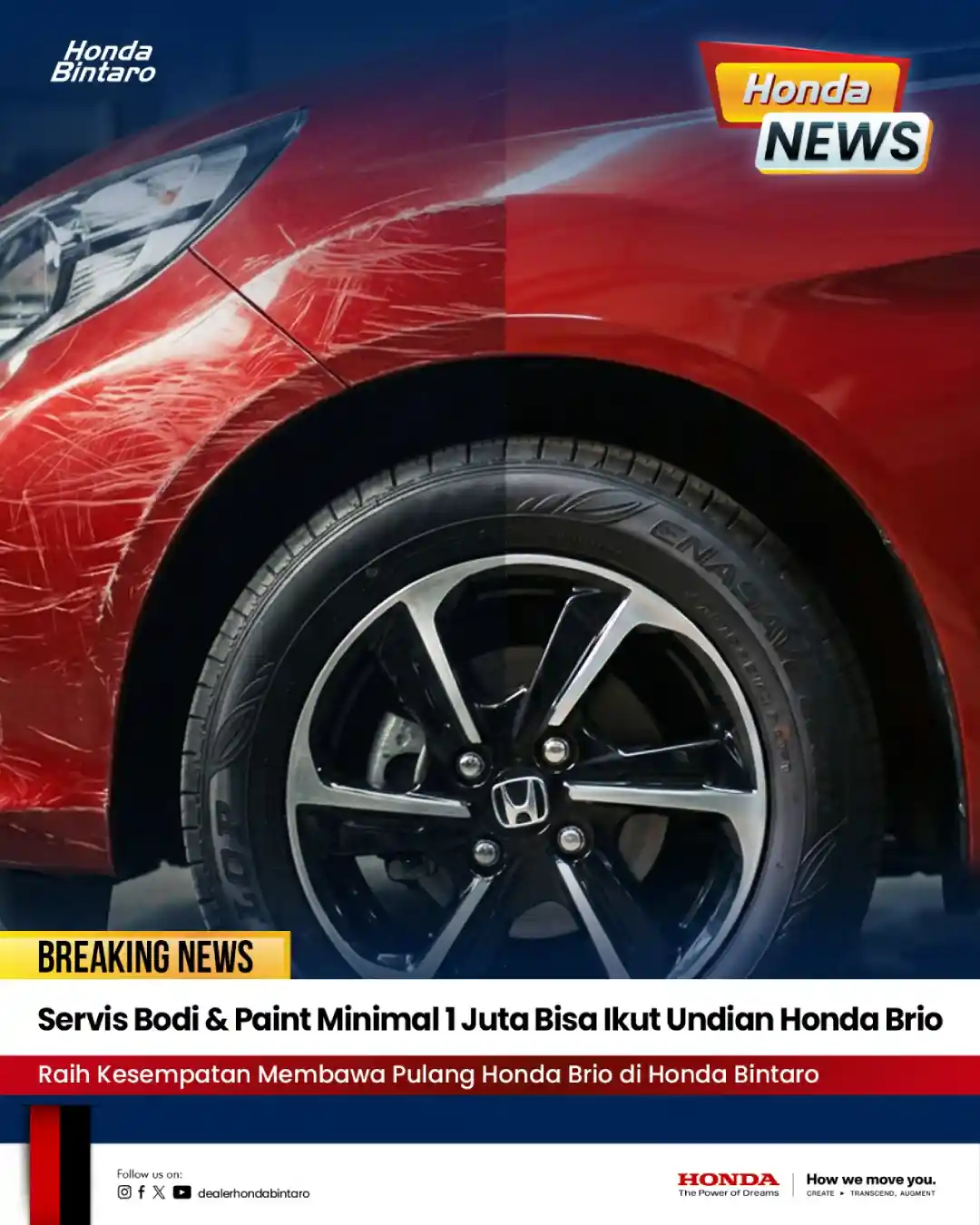 Servis Bodi & Paint Minimal 1 Juta Bisa Ikut Undian Honda Brio