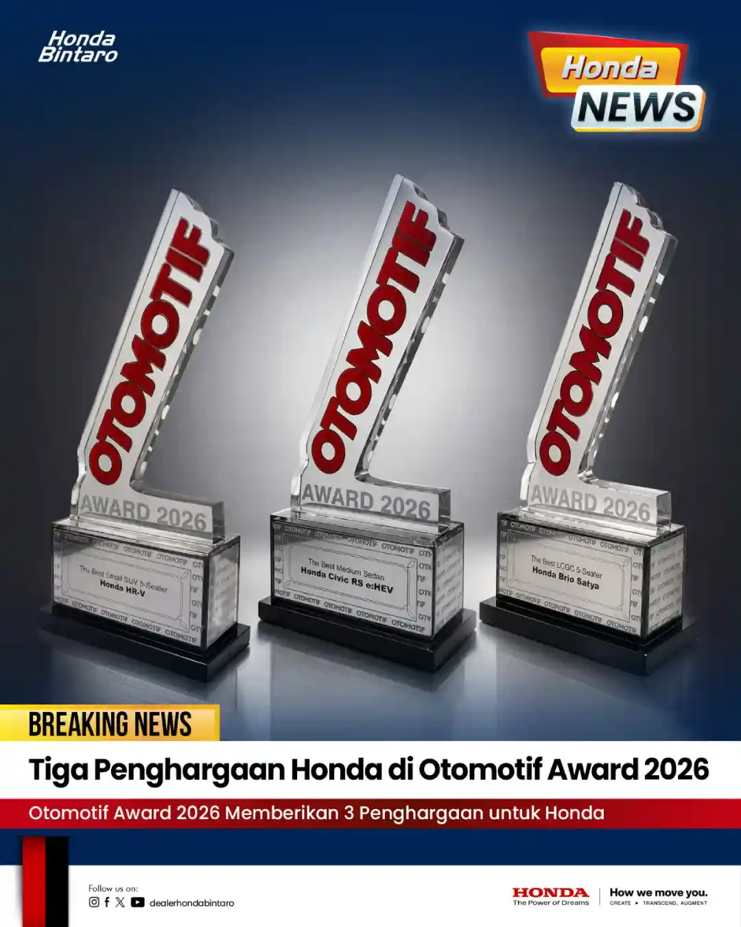 Tiga Penghargaan Honda di Otomotif Award 2026