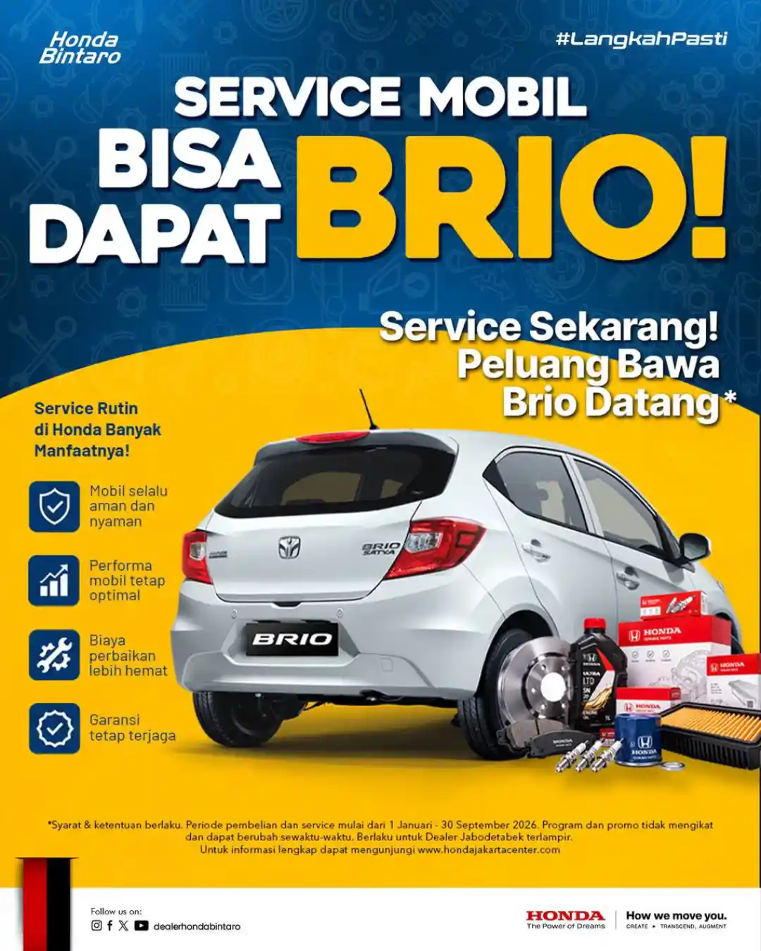 Promo Service September: Service Mobil Bisa Dapat Brio